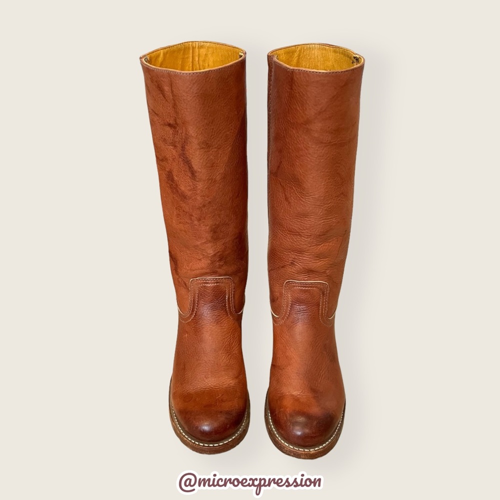 Frye Campus 14L Saddle Cognac Leather Vintage Equestrian Square Toe Cowboy Boots - Picture 11 of 16